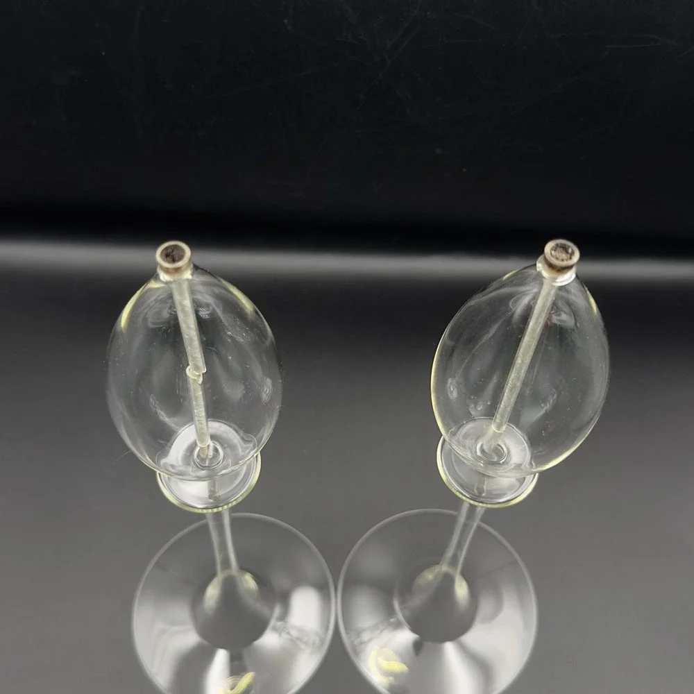 Vintage‎ Firelight Handblown Glass Waterlily Oil Candle Pair 12